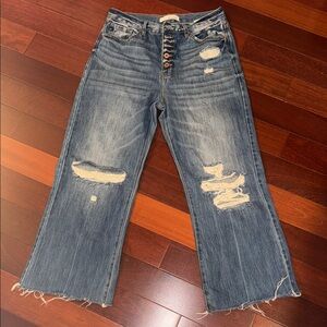 KanCan Distressed Wide Leg Jeans - Blue